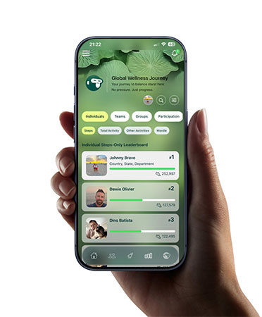 A hand holding an iPhone device which displays the new Liquid Glass design that lets the time dynamically adapt to the image on the lock screen
